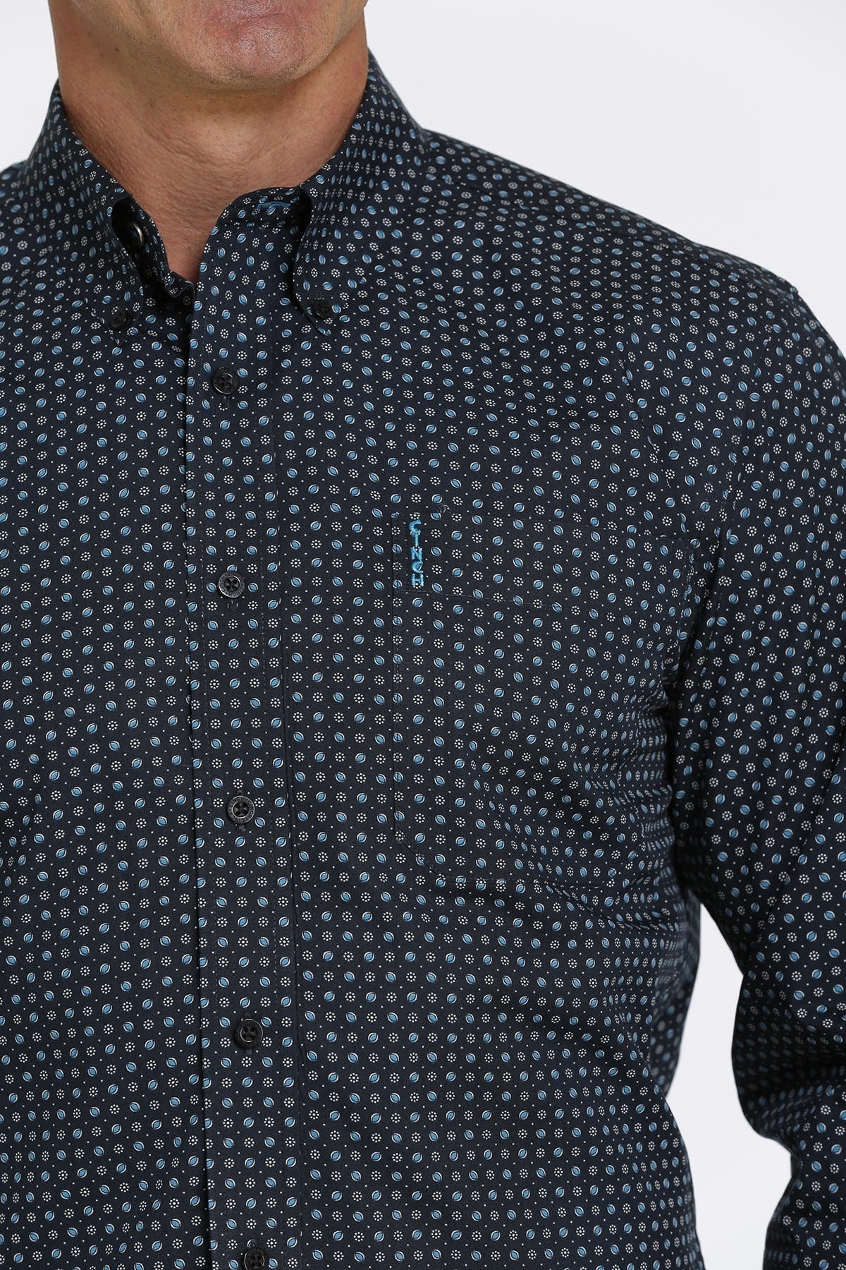 Cinch Men's Modern Fit Navy Button Down Shirt.