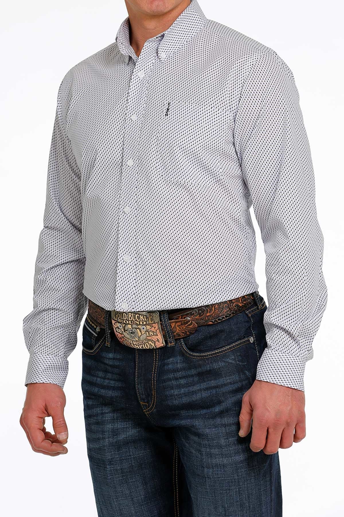 Cinch Men's White Patterned Shirt