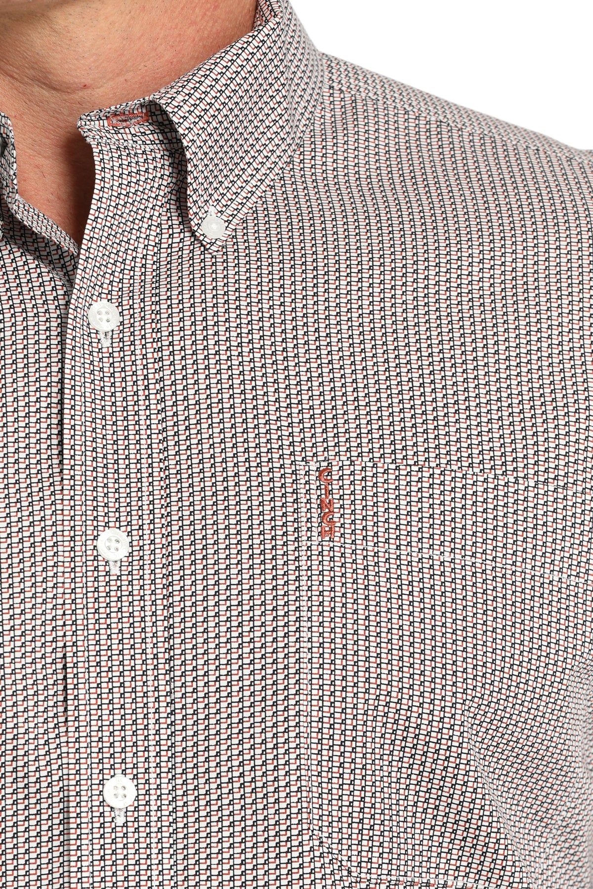 Cinch Men's White Printed Button Down Shirt