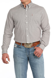 Cinch Men's White Printed Button Down Shirt