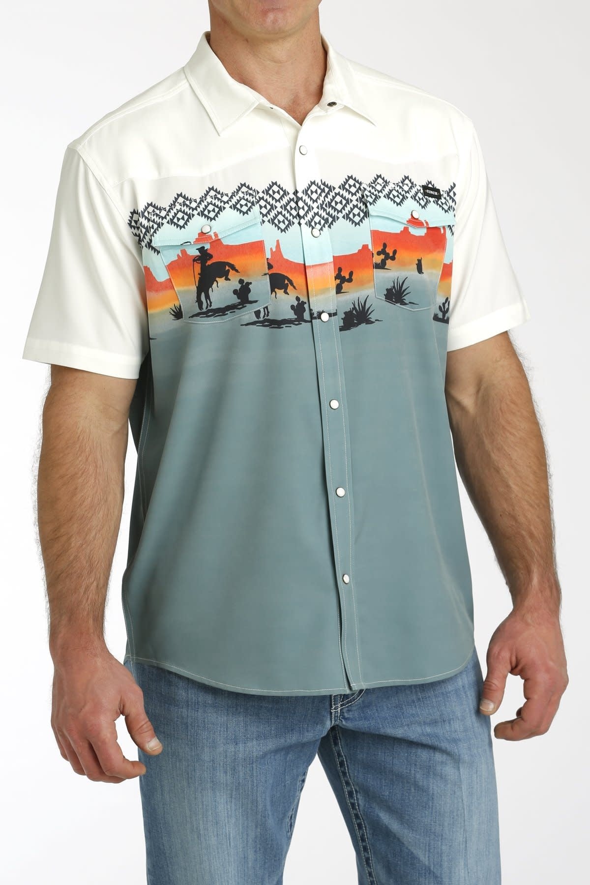 Cinch Men's Desert Border Camp Shirt Size Medium