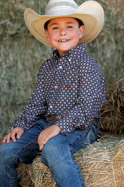 Cinch Boy's Medallion Print Button Down Shirt