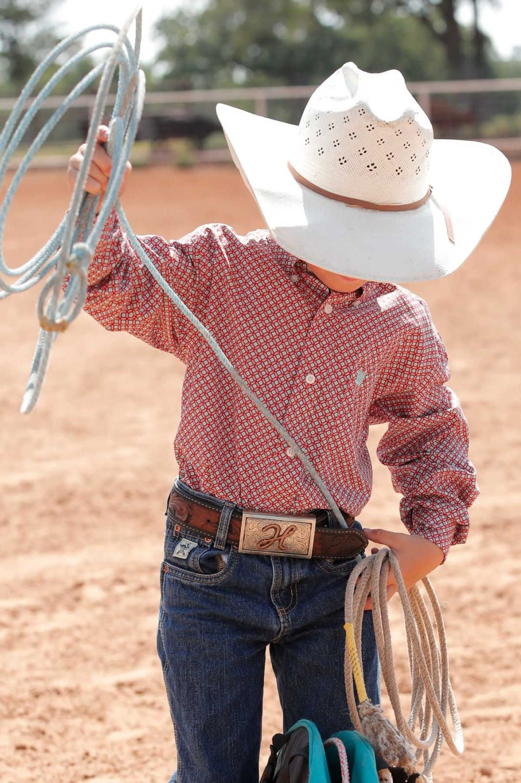 Cinch Boy's Red Printed Long Sleeve Shirt