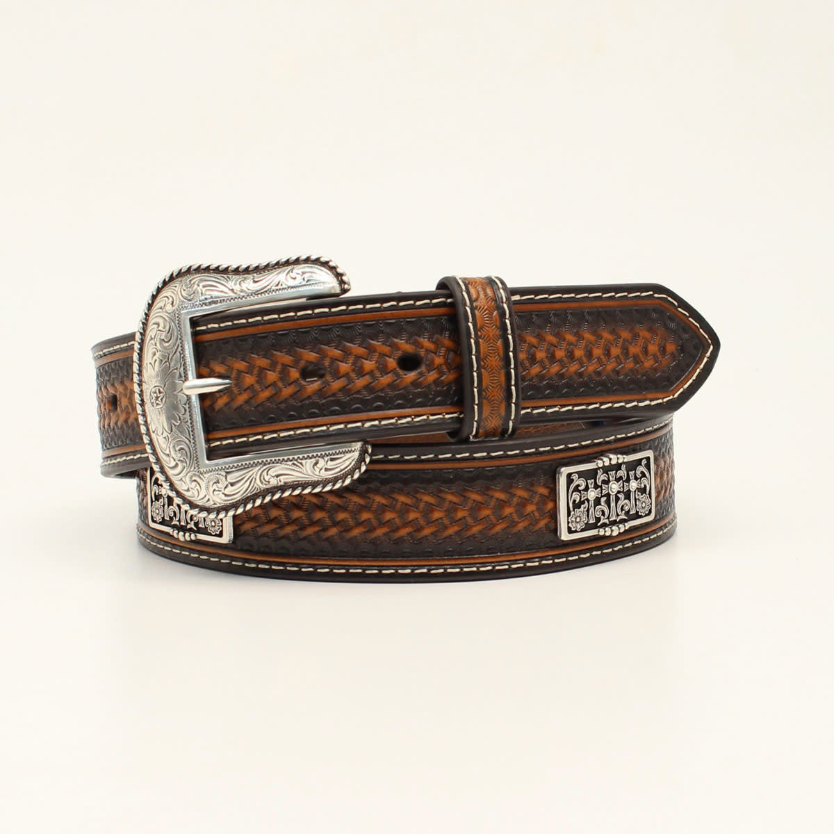 Men's Dark Brown Embossed Belt