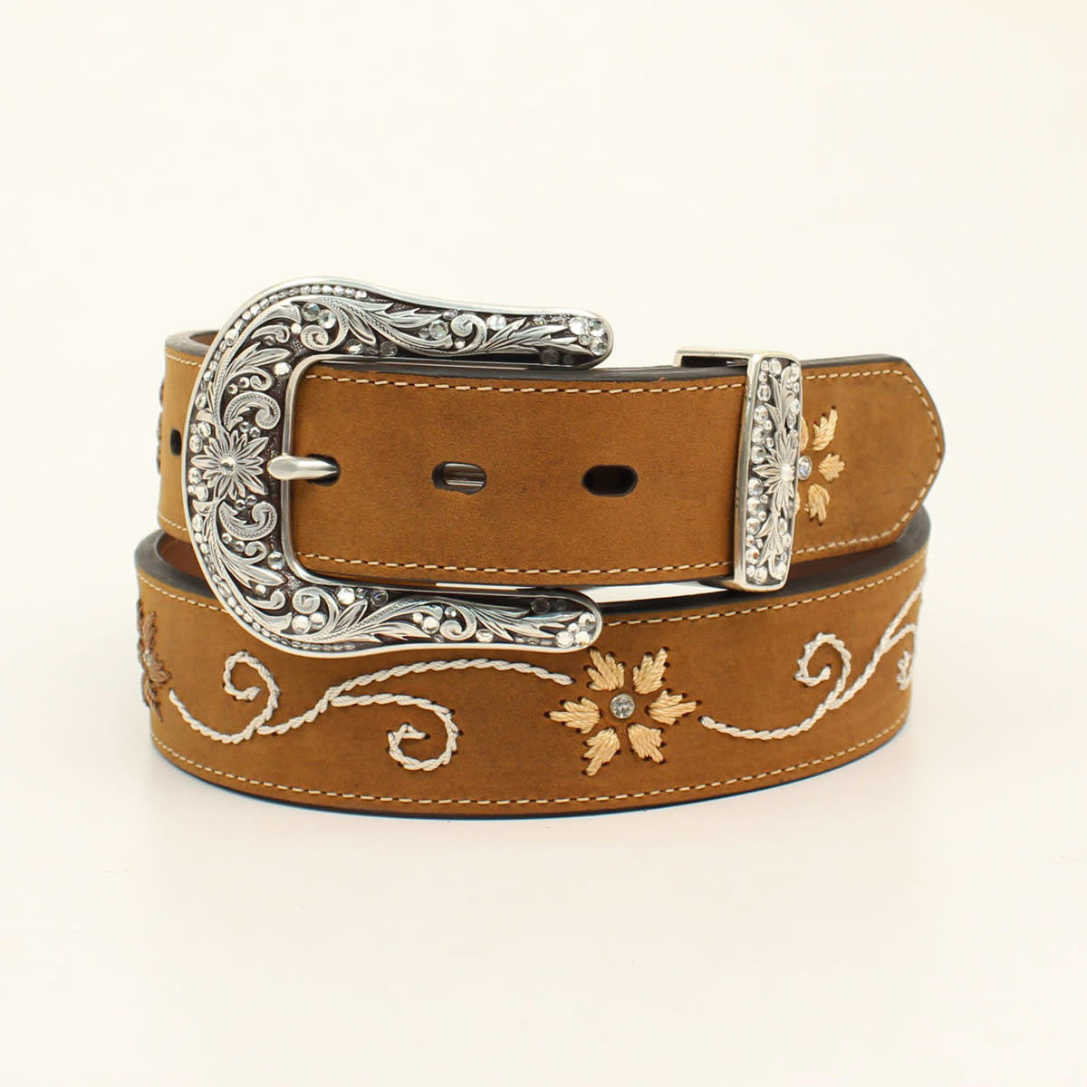 Nocona Women's Embroidered Floral and Scroll Belt.