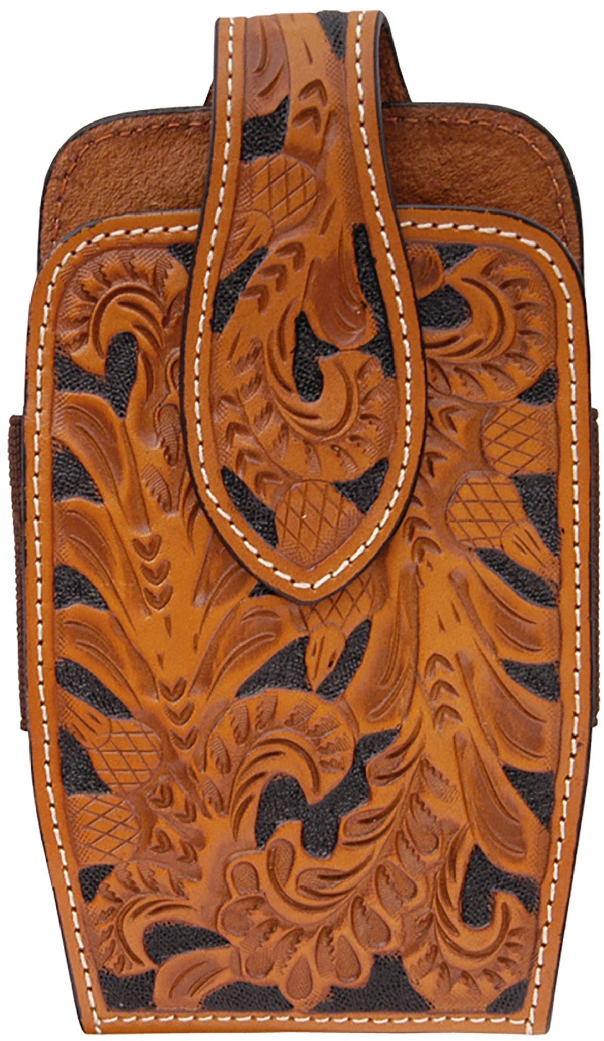 3D Acorn Tooled Leather Phone Holder.