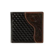 Nocona Men's Basketweave and Floral Embossed Bi-Fold Wallet