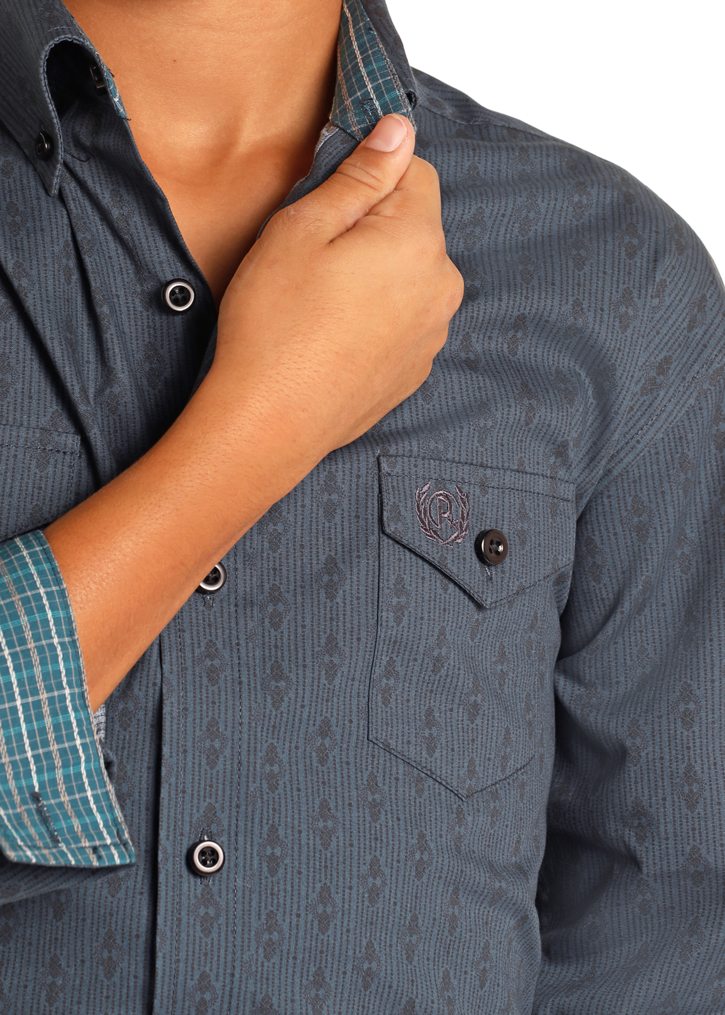 Panhandle Select Boy's Geo Print Button Down Shirt