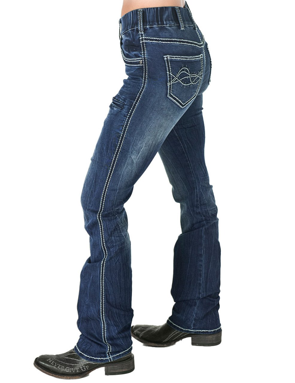 Cowgirl Tuff Women's Pull-On Hurricane Bootcut Jean.