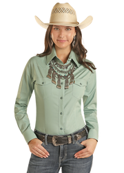 Panhandle Women's Aqua Long Sleeve Shirt