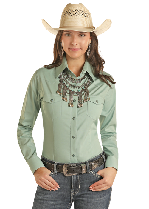 Panhandle Women's Aqua Long Sleeve Shirt