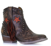 Circle G Ladies Distressed Fringed & Studded Booties