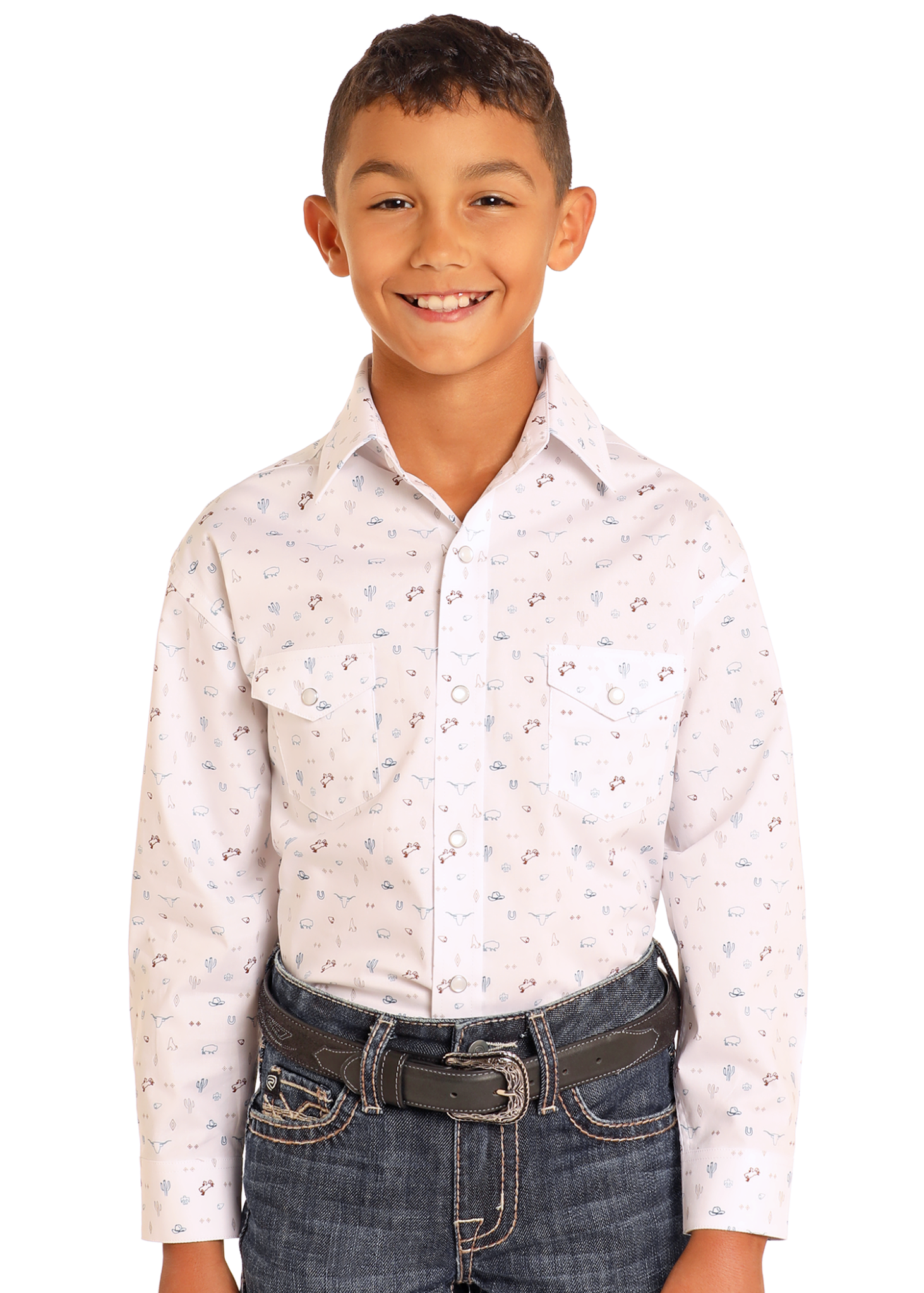 Rough Stock Boy's Novelty Western Print Snap Front Shirt