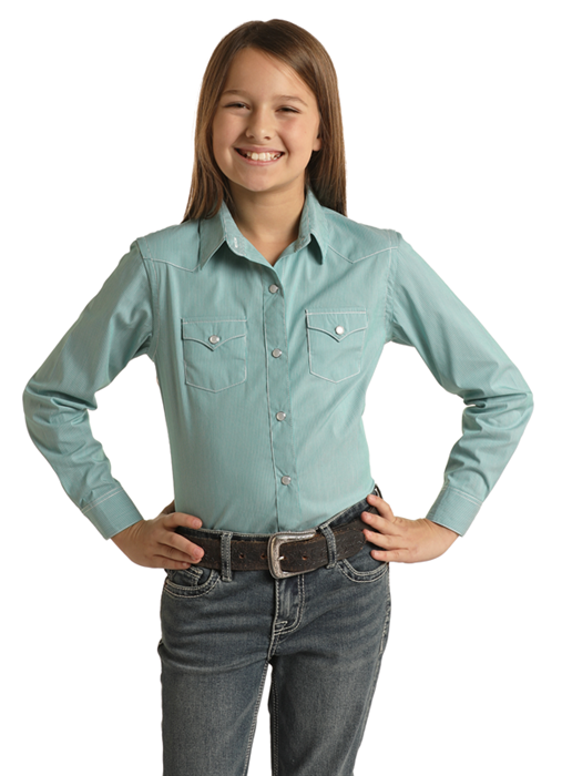 Rock & Roll Cowgirl Girl's Turquoise Shirt.