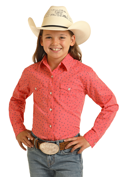 Rough Stock Girl's Coral Snap Front Shirt