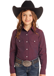 Rough Stock Girl's Solid Snap Front Shirt