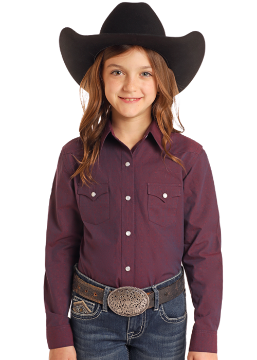 Rough Stock Girl's Solid Snap Front Shirt