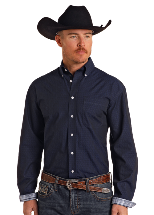 Panhandle Men's Navy Button Up Shirt