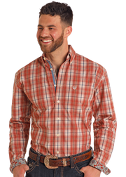 Rough Stock Men's Dobby Plaid Button Down Shirt