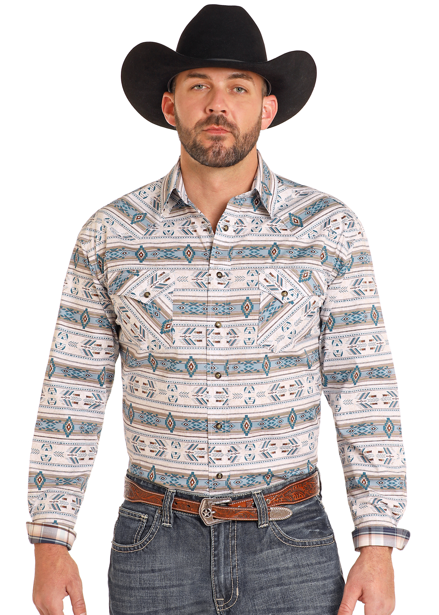 Rough Stock Men's Aztec Snap Front Shirt