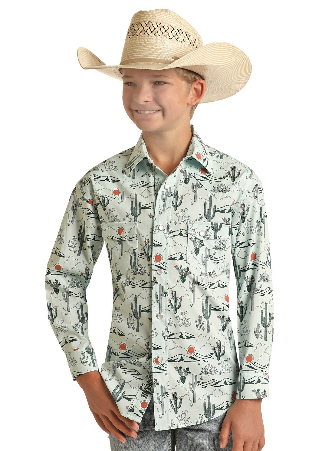 Rock & Roll Cowboy Mint Cactus Shirt.