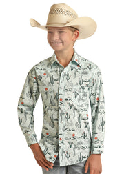 Rock & Roll Cowboy Mint Cactus Shirt