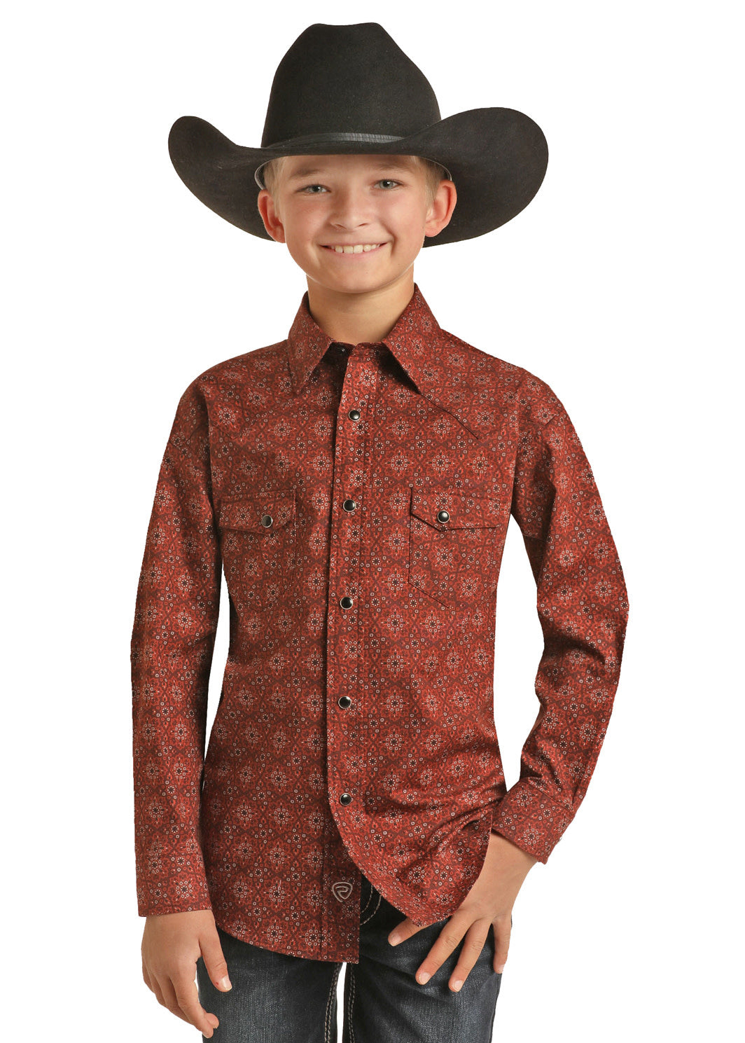 Rock & Roll Boy's Burgundy Snap Front Shirt.