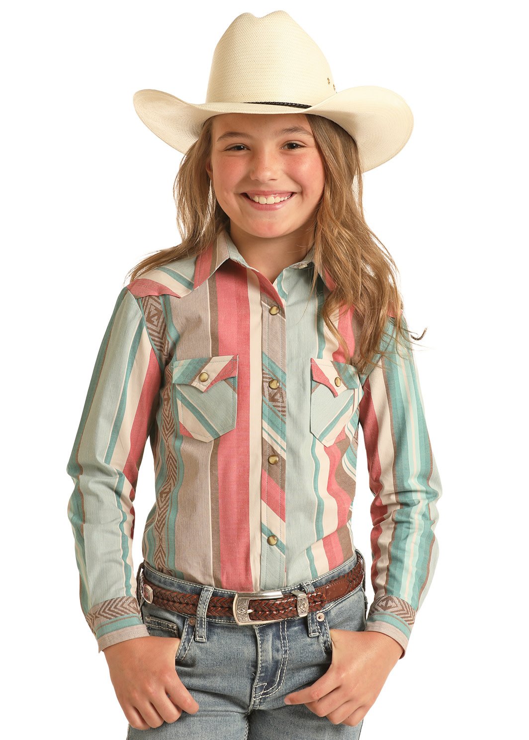 Panhandle Girl's Striped Snap Shirt.