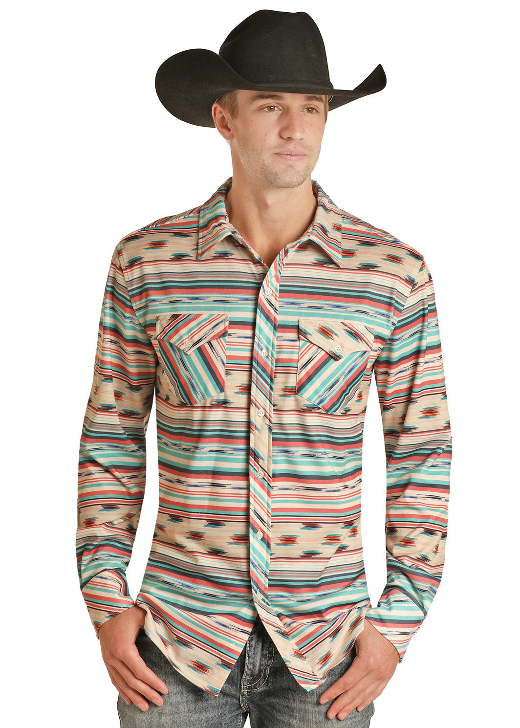 Rock & Roll Cowboy Men's Striped Button Up C4.