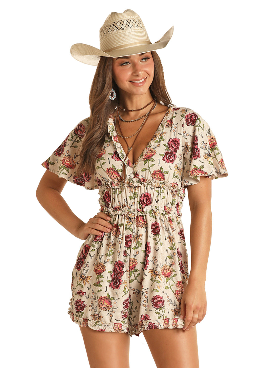 Rock & Roll Cowgirl's Floral Romper Size XS.