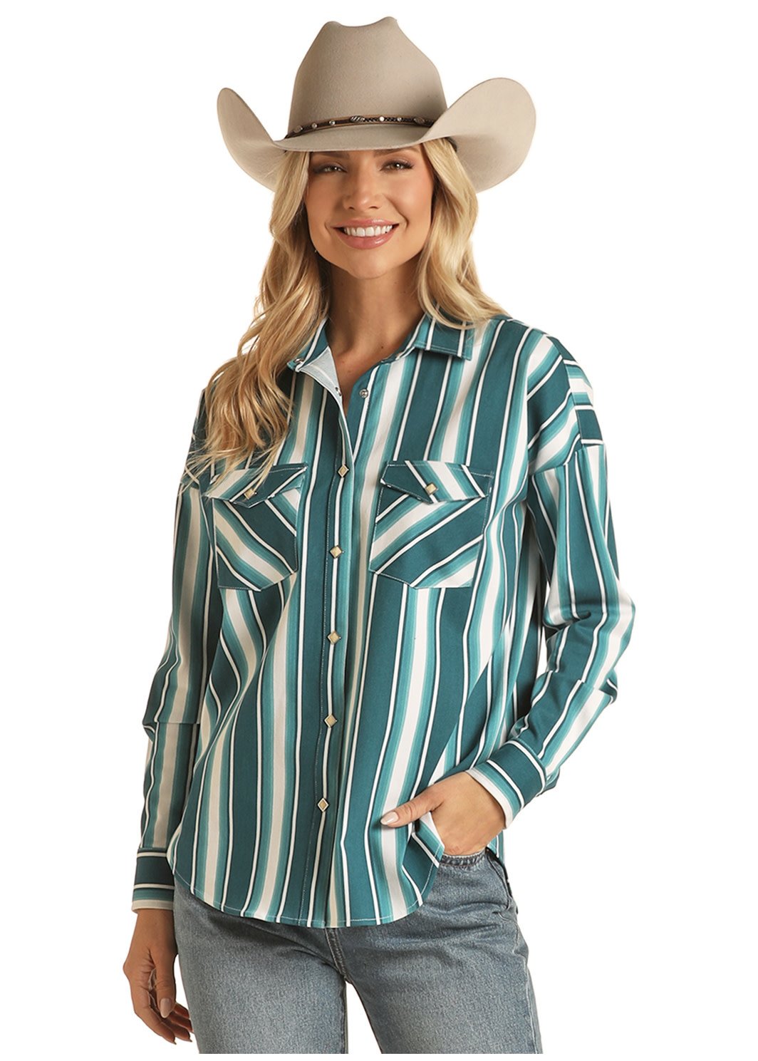 Rock & Roll Ladies Dale Brisby Stripe Snap Front Shirt