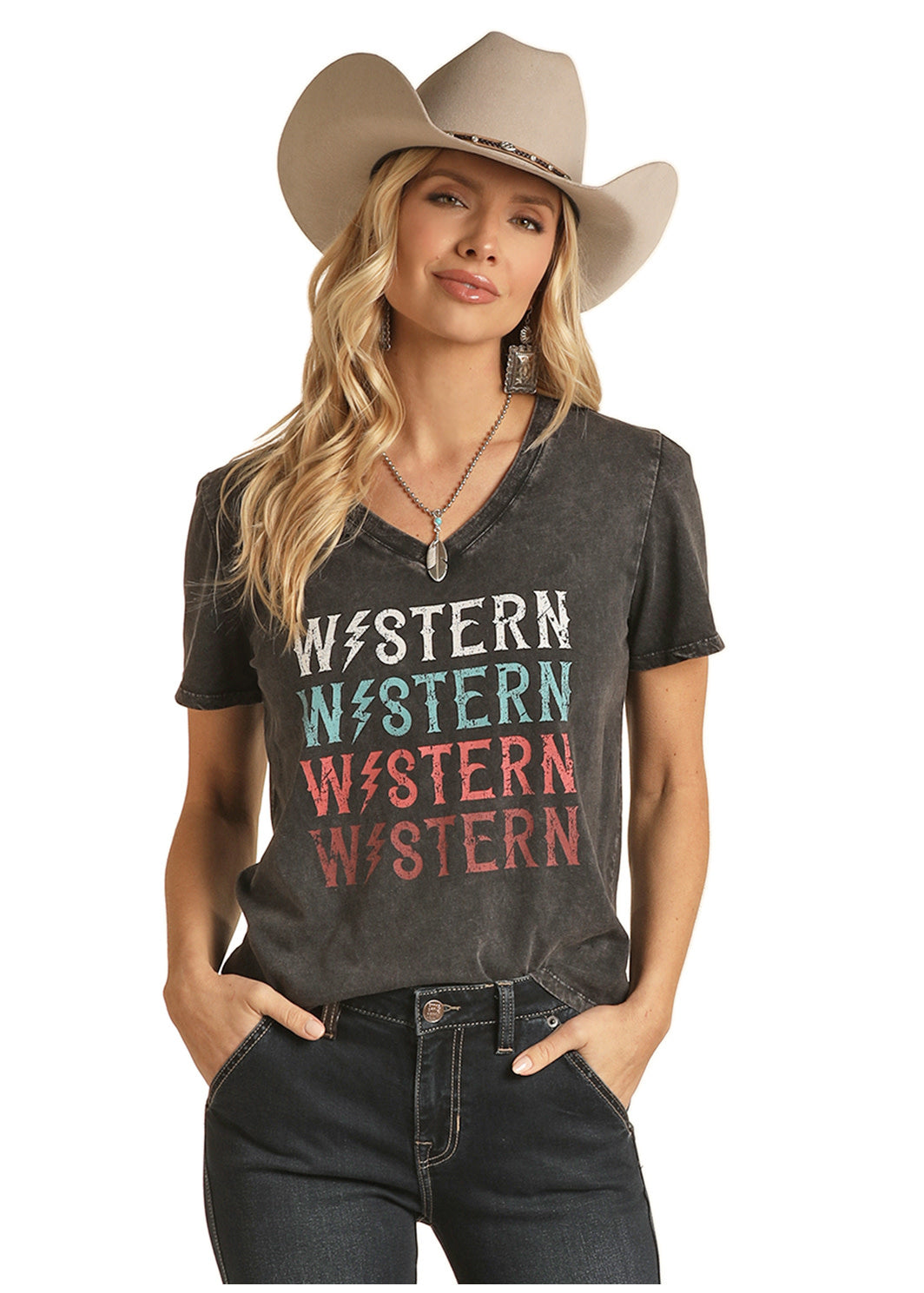 Rock & Roll Cowgirl Western Graphic Tee Size Small