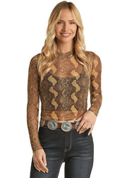 Rock & Roll Ladies Snake Print Top C3