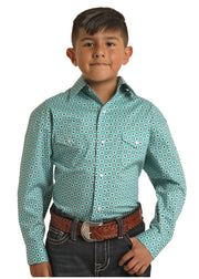 Panhandle Boy's Turquoise Snap Shirt C3 Size Large