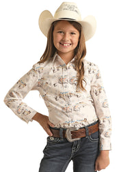 Rock & Roll Girl's LS Western Print Shirt RSGSOSRZDE