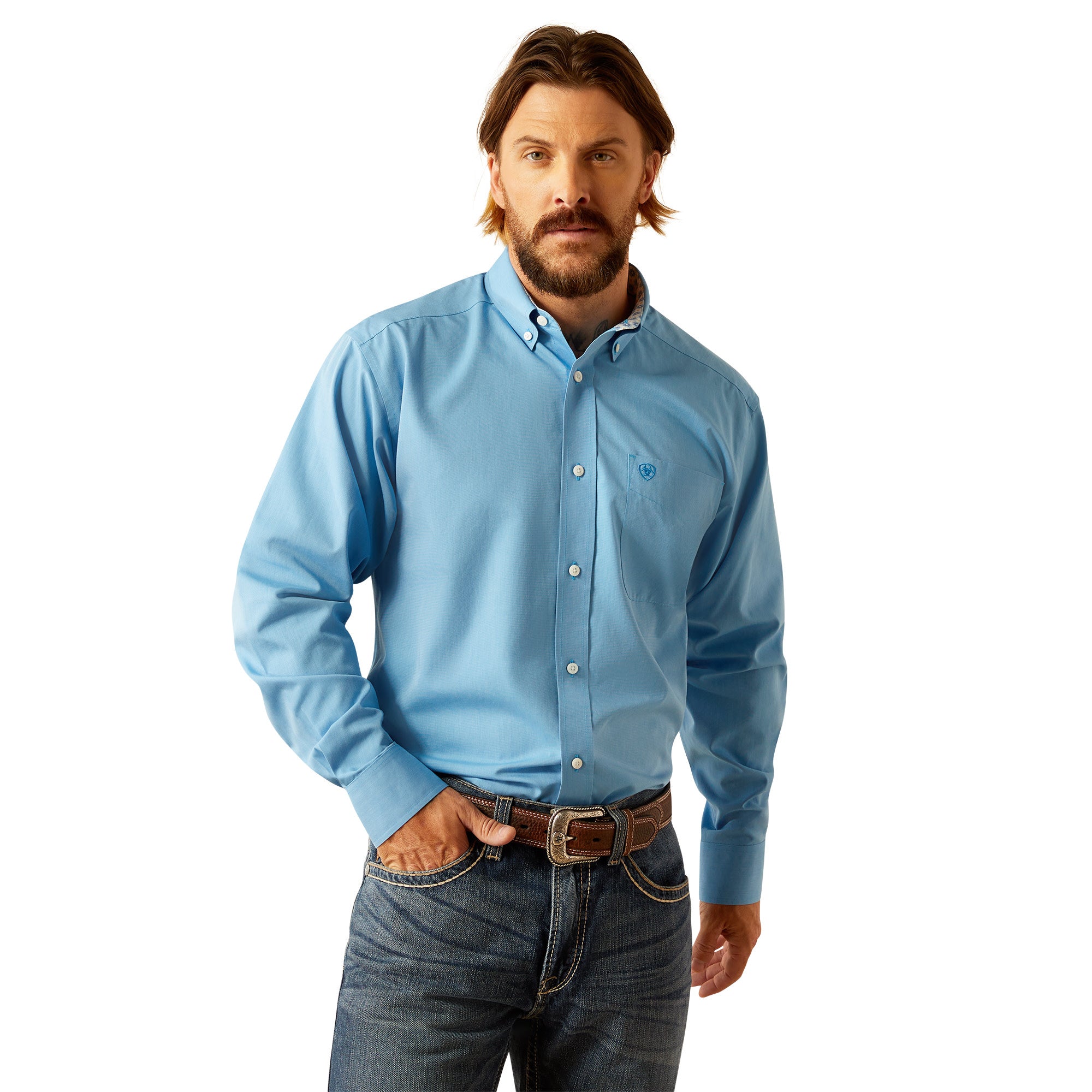 Ariat Men's Wrinkle Free Solid Classic Fit Button Down Shirt