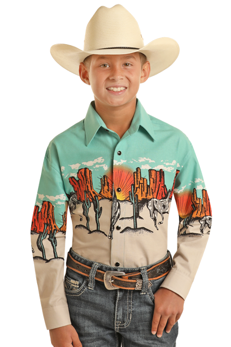 Rock & Roll Cowboy Boy's Sunset Snap Front Shirt