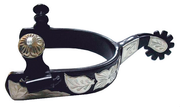 Ladies Black Silver Leaf Engraved Spurs