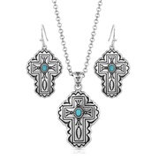 Montana SS Cathedral Turquoise Silver Cross Set