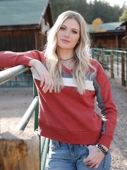 Cinch Women's Rust Sweatshirt Striped