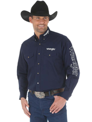 Wrangler Men's Navy Long Sleeve with Logo