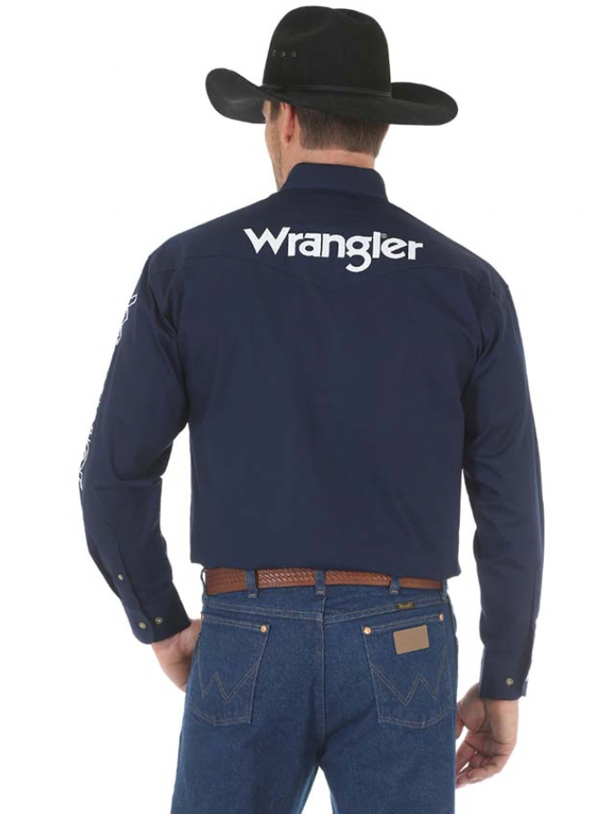 Wrangler Men's Navy Long Sleeve with Logo