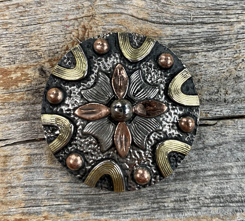 Rodeo Drive 1" Floral Dots Antique Silver Concho.