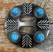 Rodeo Drive 1.5" Turquoise Dots Slotted Concho