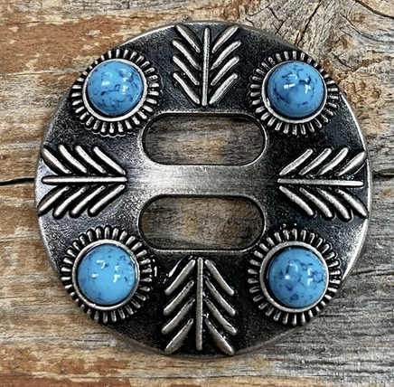 Rodeo Drive 1.5" Turquoise Dots Slotted Concho.