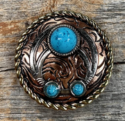 Rodeo Drive 1.5" Copper Turquoise Blossom Concho