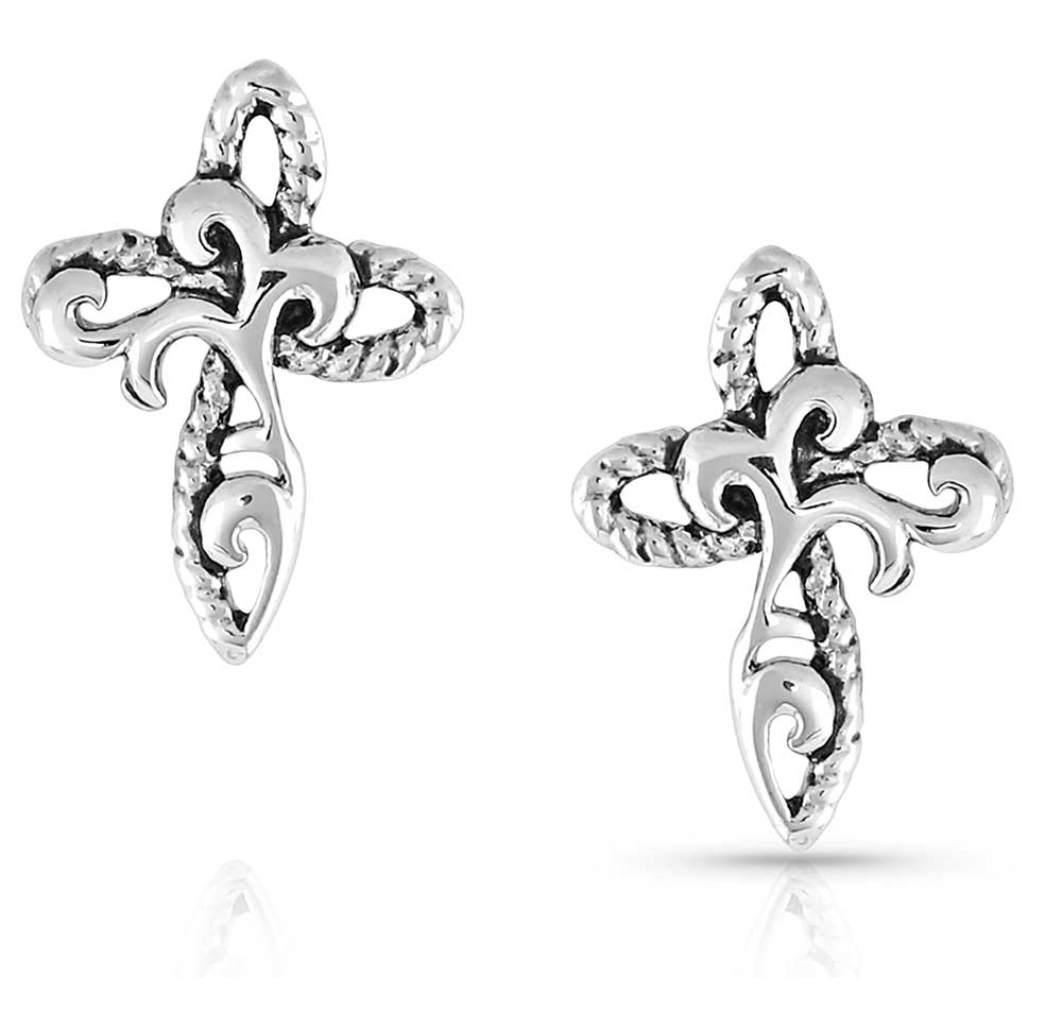 Montana Silversmiths Hold Steady Faith Cross Earrings.