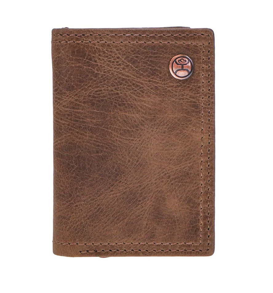 Hooey Smooth Brown Trifold Wallet