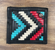 Hooey Woven Leather Aztec Print Bifold Wallet