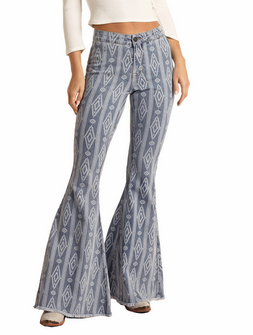 Rock & Roll Denim Aztec Bell Bottom Jeans